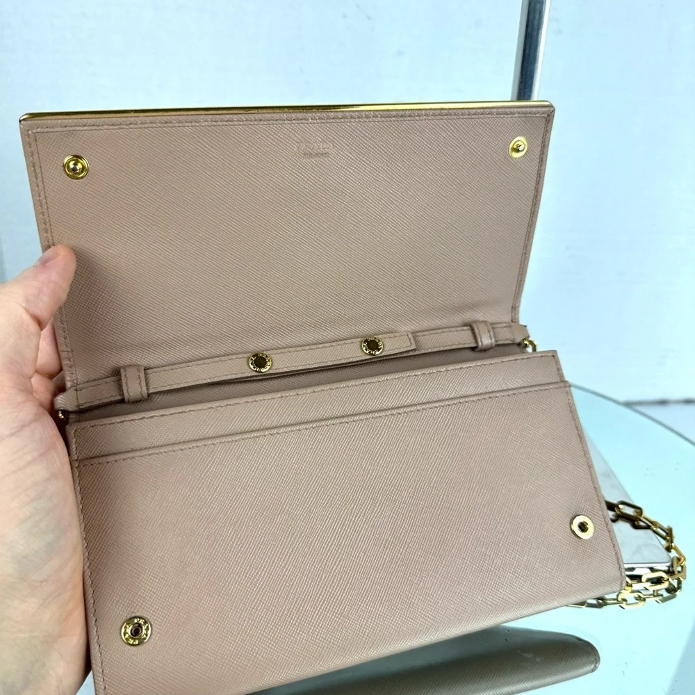 PRADA LEATHER CLUTCH BAG ORIGINAL PRADA CHAIN GHW - Picture 5 of 12